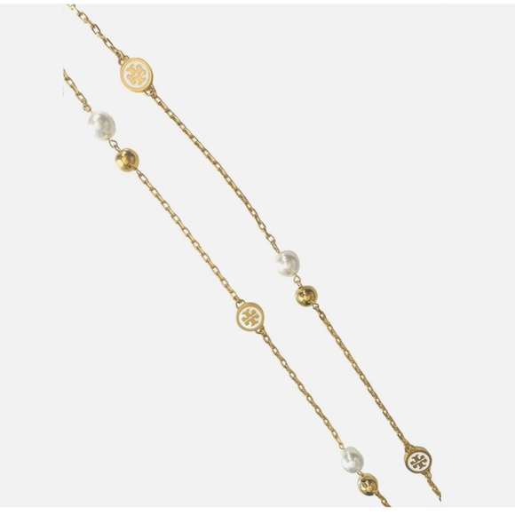 NEW Stunning Tory Burch Convertible Rosary Necklace 38" White Enamel $275 - Picture 4 of 5